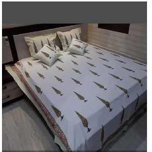 Hand Block Buti Printed Bedsheet