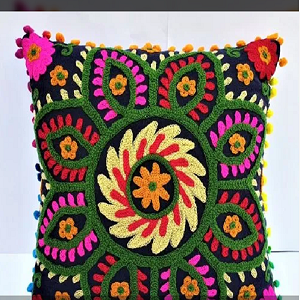 Embroidery Sujani Cushion Cover